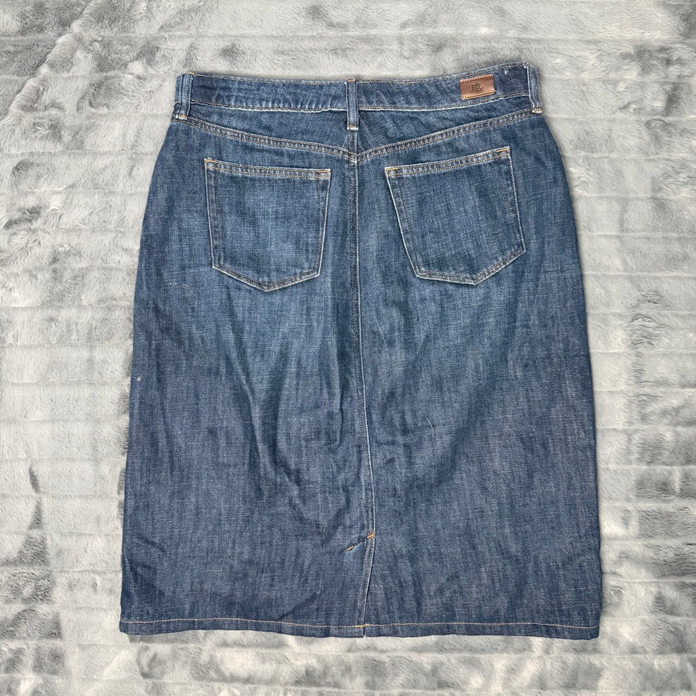 Lauren Ralph Lauren Denim Skirt Women 10 Dark Blue Cotton Pencil Knee Length - Picture 7 of 10